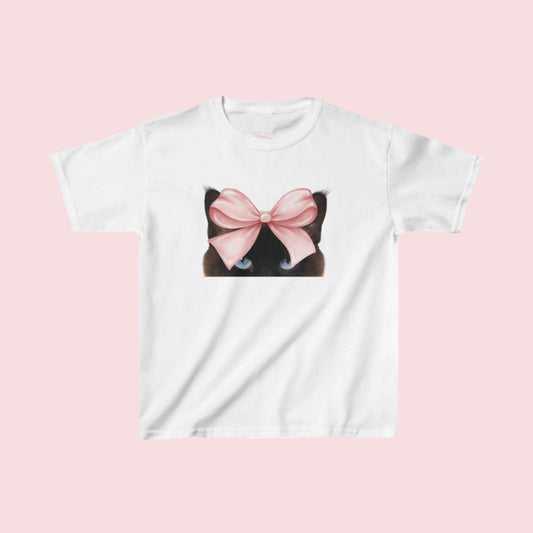 Black Cat Pink Bow Baby Tee