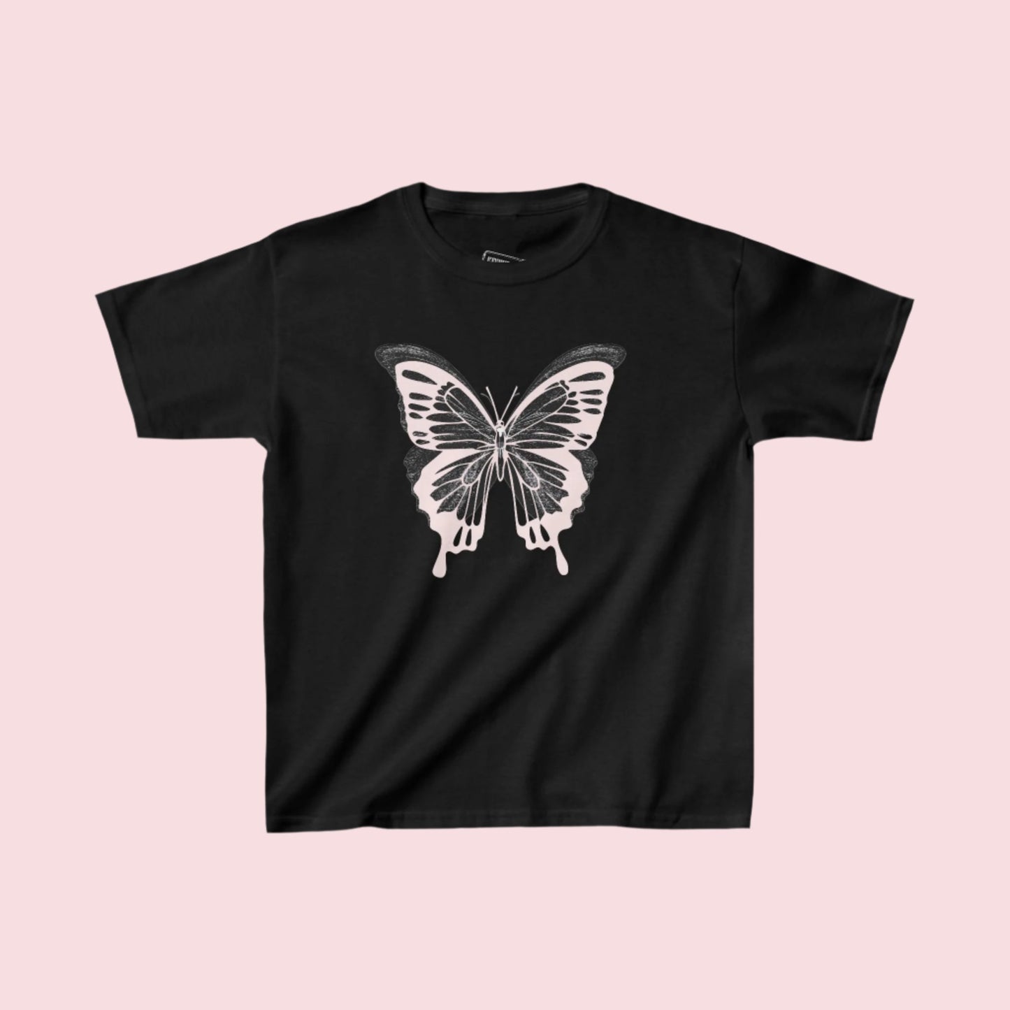 Butterflies Tee in Black Baby Tee